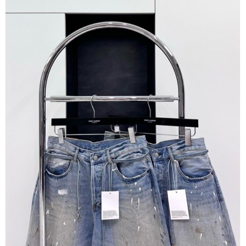 ACNE STUDIOS 2024SS Ink-Splashed Shorts with Belt