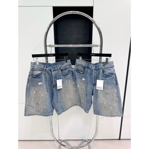 ACNE STUDIOS 2024SS Ink-Splashed Shorts with Belt