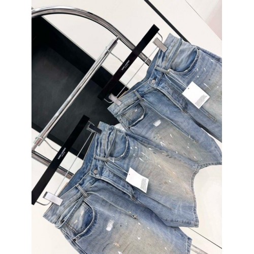 ACNE STUDIOS 2024SS Ink-Splashed Shorts with Belt