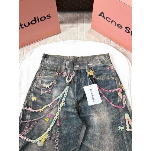 ACNE STUDIO 2025SS New Candy Chain 3D Printed Denim Shorts ACNE STUDIO 2025SS New Candy Chain 3D Printed Denim Shorts