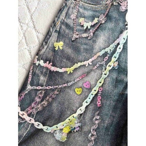 ACNE STUDIO 2025SS New Candy Chain 3D Printed Denim Shorts ACNE STUDIO 2025SS New Candy Chain 3D Printed Denim Shorts