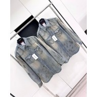 ACNE STUDIOS 2024FW Premium Washed Ink-Splashed Denim Jacket