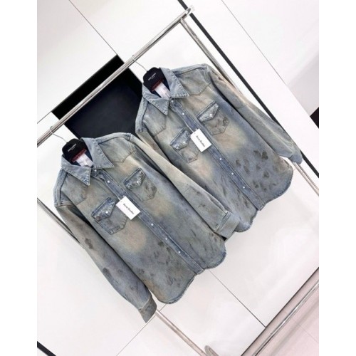 ACNE STUDIOS 2024FW Premium Washed Ink-Splashed Denim Jacket