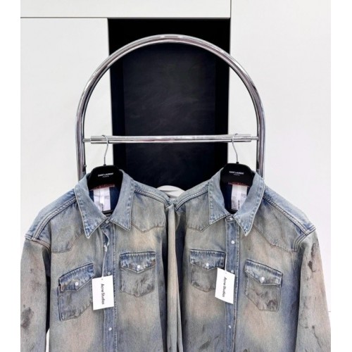 ACNE STUDIOS 2024FW Premium Washed Ink-Splashed Denim Jacket ACNE STUDIOS 2024FW Premium Washed Ink-Splashed Denim Jacket