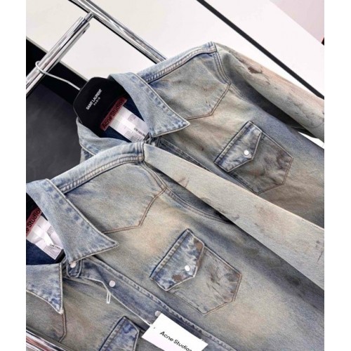 ACNE STUDIOS 2024FW Premium Washed Ink-Splashed Denim Jacket ACNE STUDIOS 2024FW Premium Washed Ink-Splashed Denim Jacket