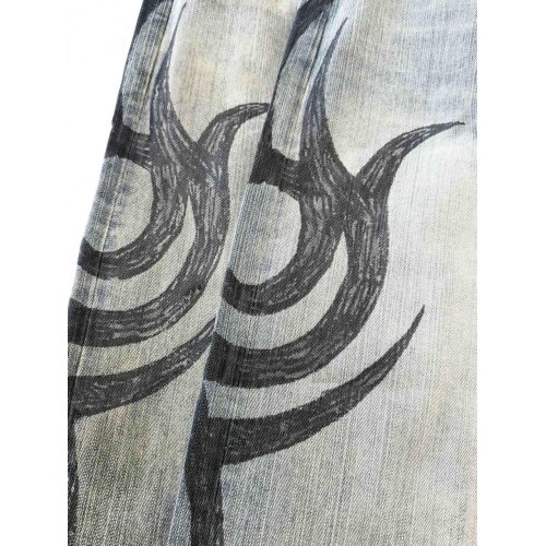 BALENCIAGA 2024FW Hand-painted Totem Printed Baggy Jeans BALENCIAGA 2024FW Hand-painted Totem Printed Baggy Jeans