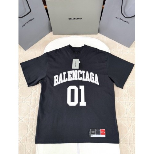 BALENCIAGA 2025SS Early Spring New 01 Printed Short Sleeve - Black
