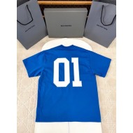 BALENCIAGA 2025SS Early Spring New 01 Printed Short Sleeve - Blue