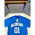 BALENCIAGA 2025SS Early Spring New 01 Printed Short Sleeve - Blue BALENCIAGA 2025SS Early Spring New 01 Printed Short Sleeve - Blue
