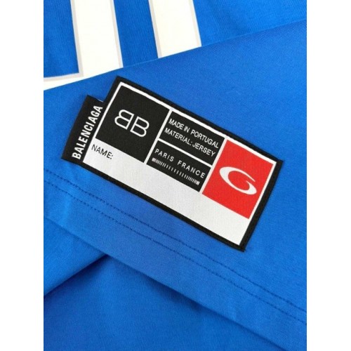 BALENCIAGA 2025SS Early Spring New 01 Printed Short Sleeve - Blue BALENCIAGA 2025SS Early Spring New 01 Printed Short Sleeve - Blue
