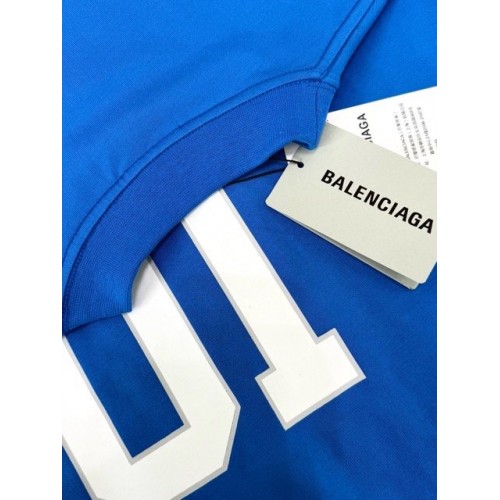 BALENCIAGA 2025SS Early Spring New 01 Printed Short Sleeve - Blue BALENCIAGA 2025SS Early Spring New 01 Printed Short Sleeve - Blue