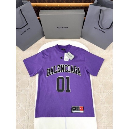 BALENCIAGA 2025SS Early Spring New 01 Printed Short Sleeve - Purple