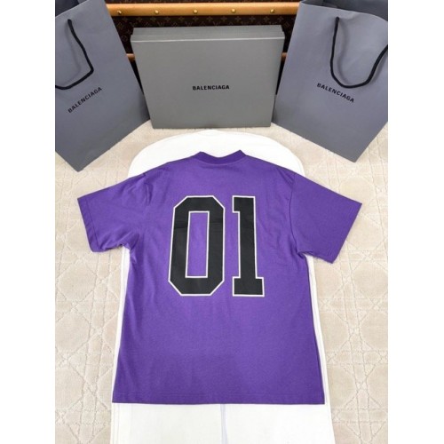 BALENCIAGA 2025SS Early Spring New 01 Printed Short Sleeve - Purple