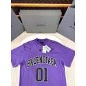 BALENCIAGA 2025SS Early Spring New 01 Printed Short Sleeve - Purple BALENCIAGA 2025SS Early Spring New 01 Printed Short Sleeve - Purple