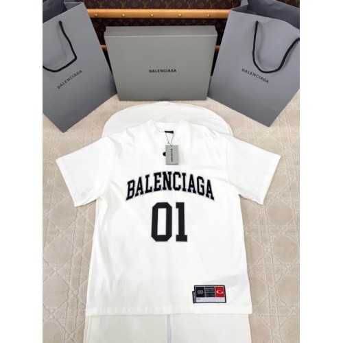 BALENCIAGA 2025SS Early Spring New 01 Printed Short Sleeve - White