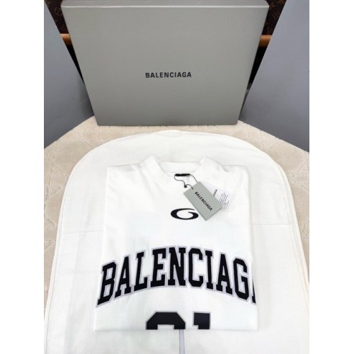 BALENCIAGA 2025SS Early Spring New 01 Printed Short Sleeve - White BALENCIAGA 2025SS Early Spring New 01 Printed Short Sleeve - White