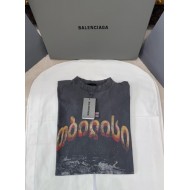 BALENCIAGA 2025SS Grunge Washed Old Night Scene Short Sleeve