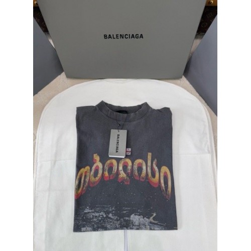 BALENCIAGA 2025SS Grunge Washed Old Night Scene Short Sleeve