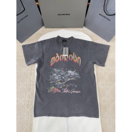 BALENCIAGA 2025SS Grunge Washed Old Night Scene Short Sleeve