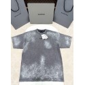 BALENCIAGA 2025SS Ink-Splashed Rendering Distressed Short Sleeves - Grey