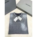 BALENCIAGA 2025SS Ink-Splashed Rendering Distressed Short Sleeves - Grey