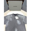 BALENCIAGA 2025SS Ink-Splashed Rendering Distressed Short Sleeves - Grey