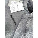 BALENCIAGA 2025SS Ink-Splashed Rendering Distressed Short Sleeves - Grey BALENCIAGA 2025SS Ink-Splashed Rendering Distressed Short Sleeves - Grey
