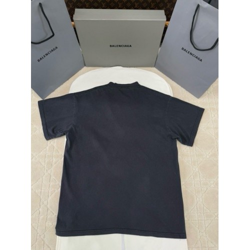 BALENCIAGA 2025SS Sailboat Washed Landscape Distressed Short Sleeve