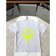 BALENCIAGA 25SS Alien Dissolving Smiley Face Fluorescent Short Sleeves - White