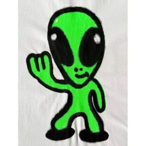 BALENCIAGA 25SS Alien Dissolving Smiley Face Fluorescent Short Sleeves - White BALENCIAGA 25SS Alien Dissolving Smiley Face Fluorescent Short Sleeves - White