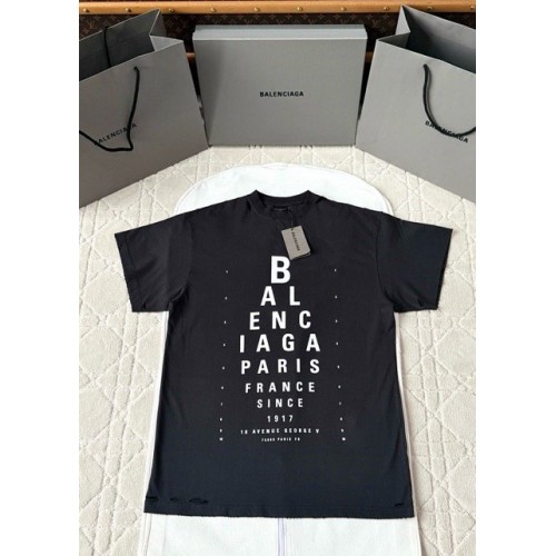 BALENCIAGA 25SS Eye Chart Printed Destroyed Short Sleeves