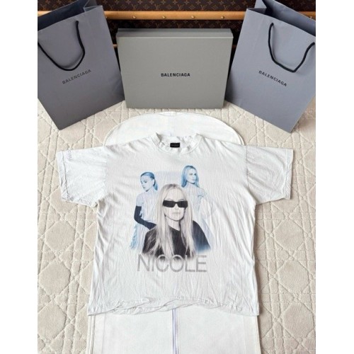 BALENCIAGA 25SS Pleated Portrait White Short Sleeve BALENCIAGA 25SS Pleated Portrait White Short Sleeve