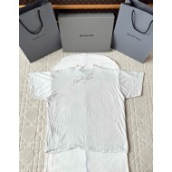 BALENCIAGA 25SS Pleated Portrait White Short Sleeve 