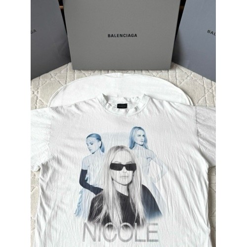 BALENCIAGA 25SS Pleated Portrait White Short Sleeve BALENCIAGA 25SS Pleated Portrait White Short Sleeve