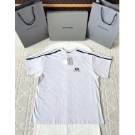 BALENCIAGA 25SS Shoulder Bar Round Neck Short - White 