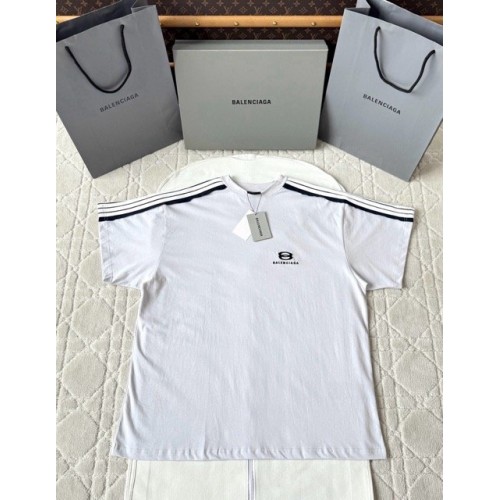 BALENCIAGA 25SS Shoulder Bar Round Neck Short - White BALENCIAGA 25SS Shoulder Bar Round Neck Short - White