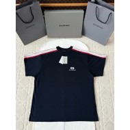 BALENCIAGA 25SS Shoulder Bar Round Neck Short Sleeve - Black