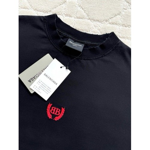 BALENCIAGA 25SS Wheat Ear Round Neck Short Sleeve - Black BALENCIAGA 25SS Wheat Ear Round Neck Short Sleeve - Black