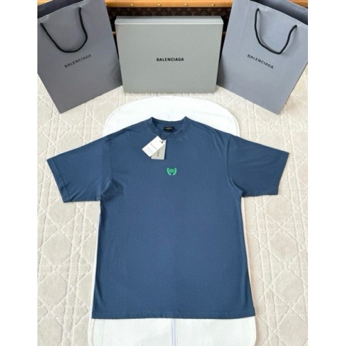 BALENCIAGA 25SS Wheat Ear Round Neck Short Sleeve - Blue BALENCIAGA 25SS Wheat Ear Round Neck Short Sleeve - Blue