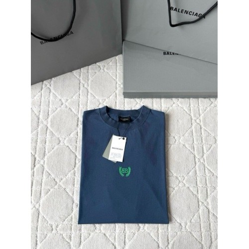 BALENCIAGA 25SS Wheat Ear Round Neck Short Sleeve - Blue BALENCIAGA 25SS Wheat Ear Round Neck Short Sleeve - Blue