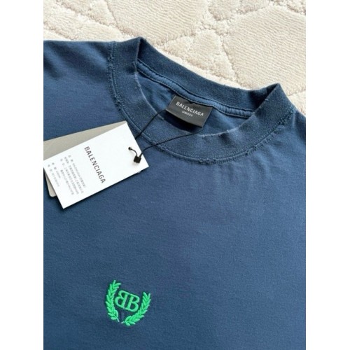 BALENCIAGA 25SS Wheat Ear Round Neck Short Sleeve - Blue BALENCIAGA 25SS Wheat Ear Round Neck Short Sleeve - Blue