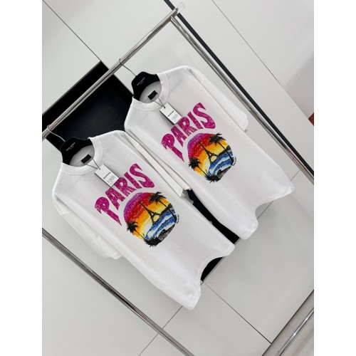 BALENCIAGA Beach Painting Crew Neck Short Sleeve