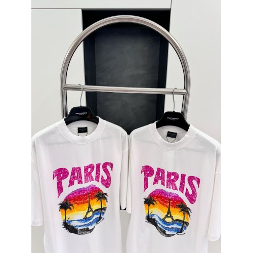 BALENCIAGA Beach Painting Crew Neck Short Sleeve