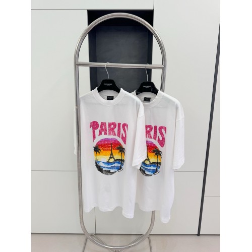 BALENCIAGA Beach Painting Crew Neck Short Sleeve