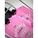 BALENCIAGA Beanie Foam Printed Round Neck Short Sleeve - Pink