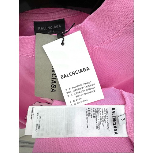 BALENCIAGA Beanie Foam Printed Round Neck Short Sleeve - Pink