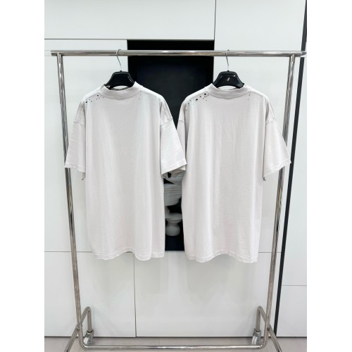 BALENCIAGA Beanie Foam Printed Round Neck Short Sleeve - White