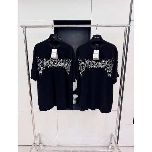 BALENCIAGA Flame Letters Print Short Sleeve - Black