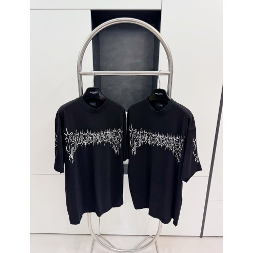 BALENCIAGA Flame Letters Print Short Sleeve - Black