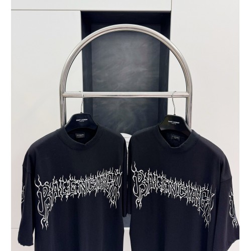 BALENCIAGA Flame Letters Print Short Sleeve - Black